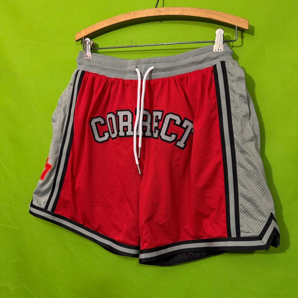 Sz 28 Correct Las Vegas Nevada Mesh Basketball Shorts Red Grey